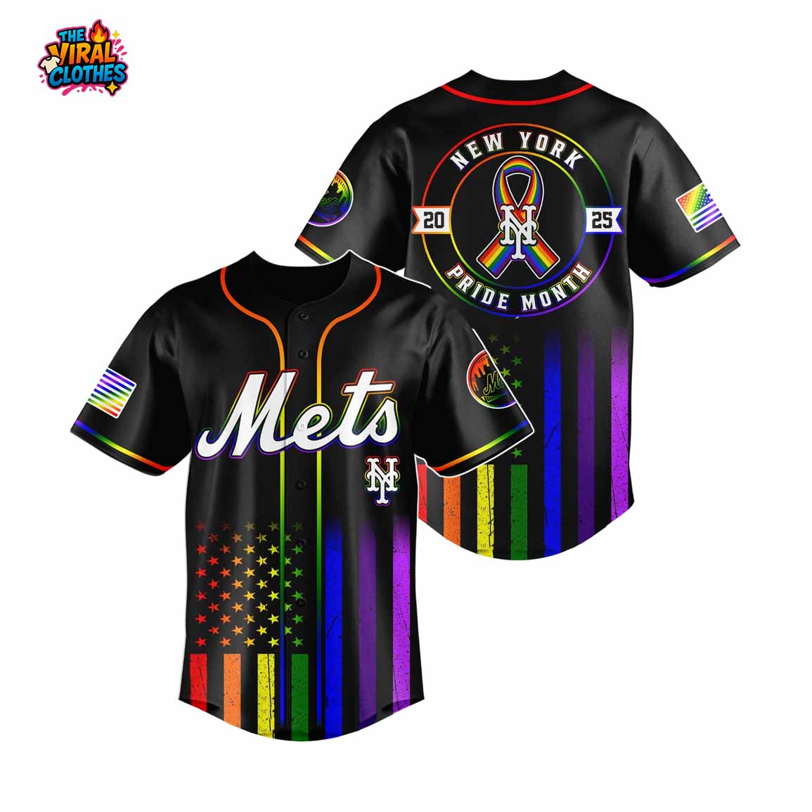 NY Mets Happy Pride Month 2025 Baseball Jersey 1 NY Mets Happy Pride Month 2025 Baseball Jersey